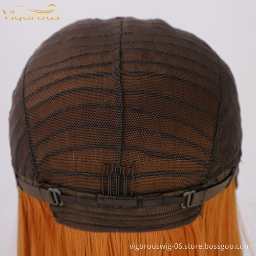30inch Long Synthetic Hair Real Natural For Women Soft Smooth Tangle-Free Straight Lace Wig Elastic Strap Comfort Adjustable Hat